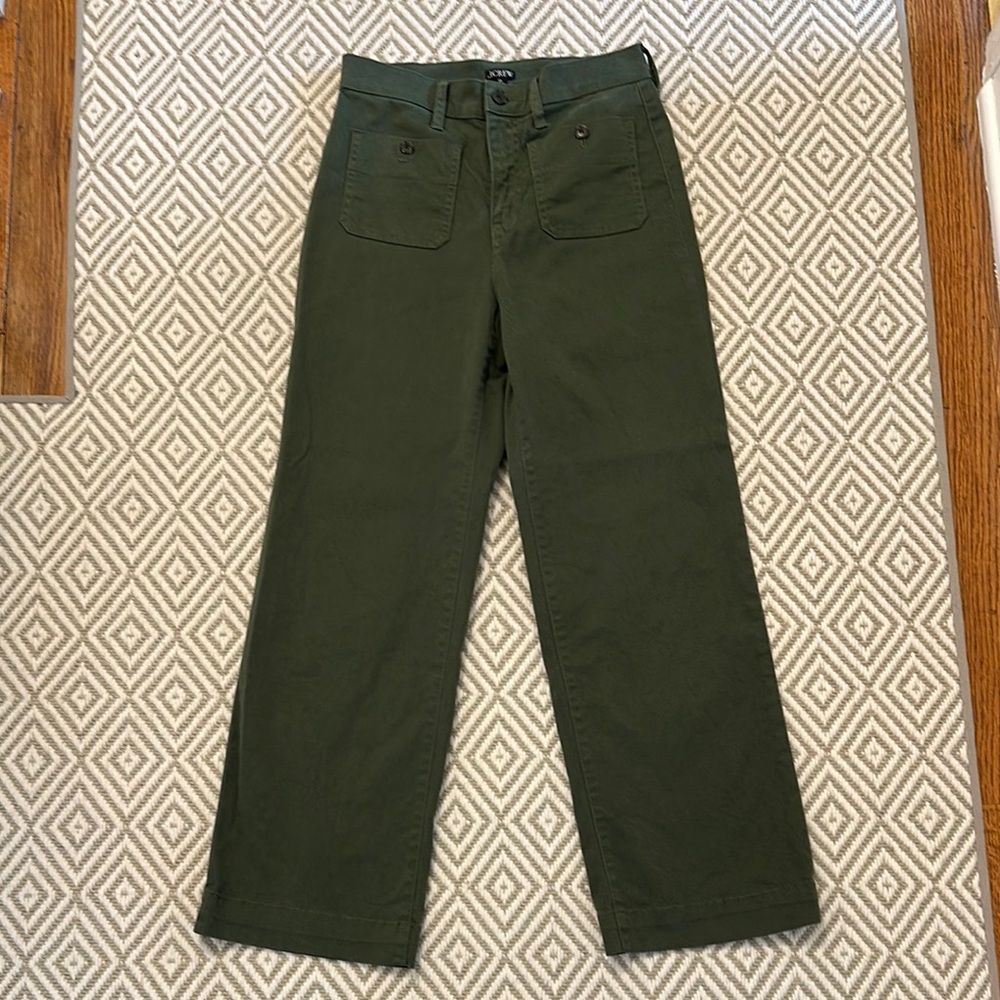 Green Straight-Leg Pants